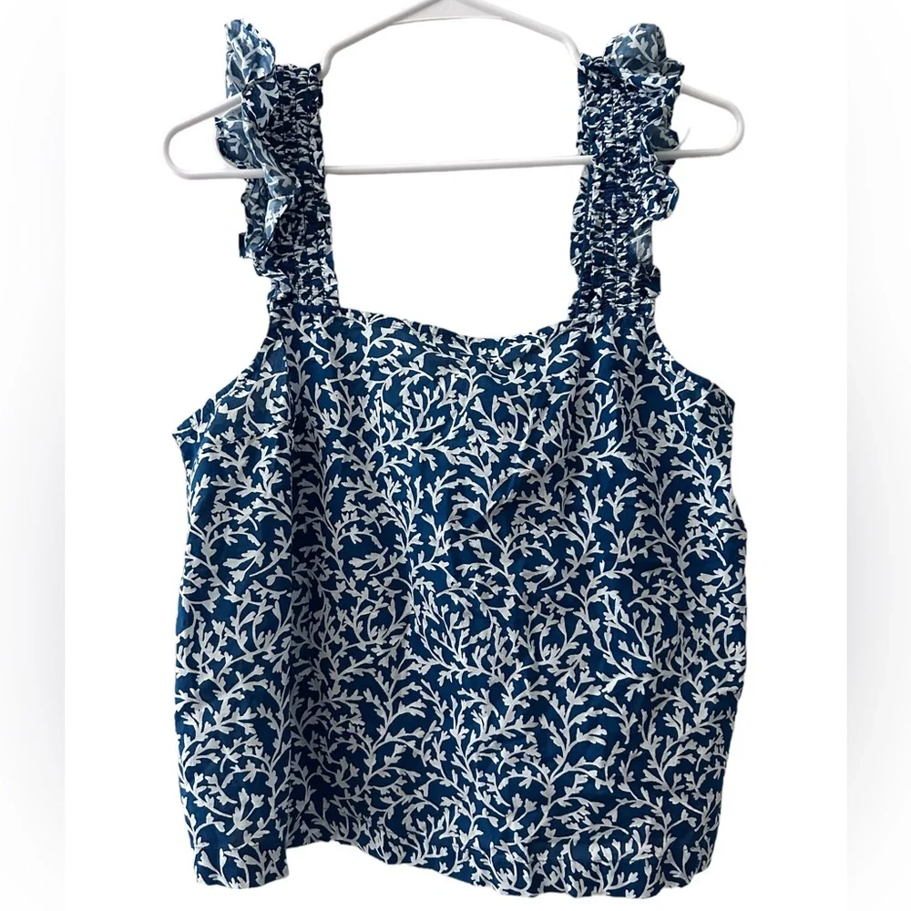 J.Crew smocked ruffle shoulder tank top NWT